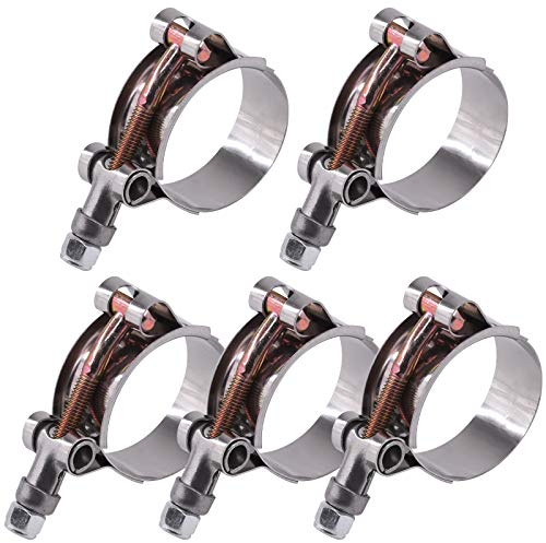 GLARKS Schlauchschellen aus Edelstahl, 38–43 mm, T-Bolzen, weiche Schlauchschellen, Ladeluftkühler-Schellen, Turbo-Ansaugung, 5 Stück