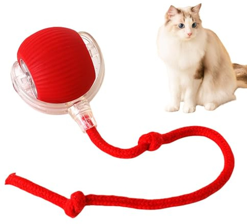 Palla Giocattolo Automatica Per Gatti - Palla Giocattolo Interattiva Per Gatti Con Teaser A Coda Lunga | Giocattoli Elettrici Interattivi Con Palline Per Gatti Rotanti A 360° Per Gatti Indoor (rosso)