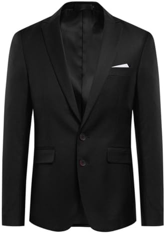 Allthemen Chaqueta de traje para hombre, saco de corte ajustado, blazer moderno para negocios, bodas y ocio, Negro , S