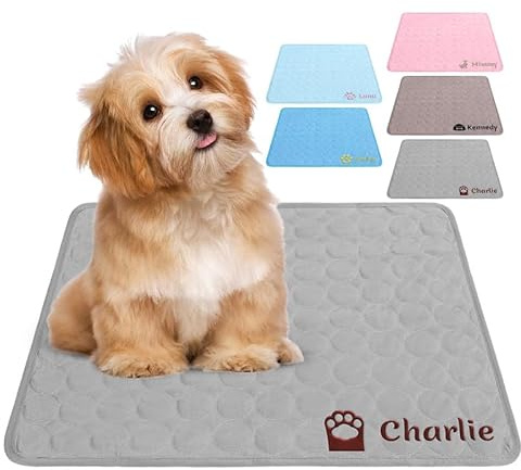 Heflashor Kühlmatte Hund Katze Sommer Kühl Hundematte Haustier Eismatte Selbstkühlende Kissen Atmungsaktive Kühldecke rutschfeste Cooler Pad (Grau,100 * 70cm)
