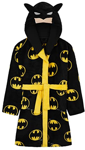 DC Comics Robe de Chambre Enfant Garçon en Polaire Batman (9-10 Ans, Noir)