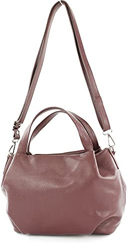 modamoda de T218 Damen Leder Henkeltasche Tragetasche Schultertasche handmade in Italy, Farbe:Bordeauxrot Dunkel