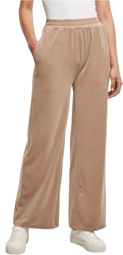 Urban Classics Joggingbyxor för kvinnor, sammet sweatpants av sammet med vida ben, fritid, utsvängda byxor med sidofickor, storlek XS till 5XL, Softaupe, XS