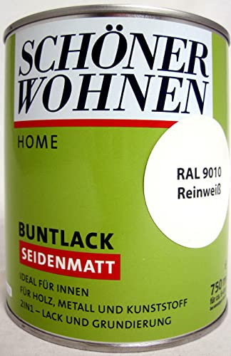Home Buntlack - Acryllack, seidenmatt, RAL 9010 reinweiß, 750 ml