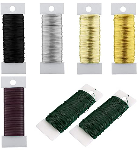 Allazone 7 Colores 210M Alambre de Floristería para Flores y Plantas, Juego de Alambre para Envolver Flores, Alambre de Metal para Flores per Floristas, Guirnalda