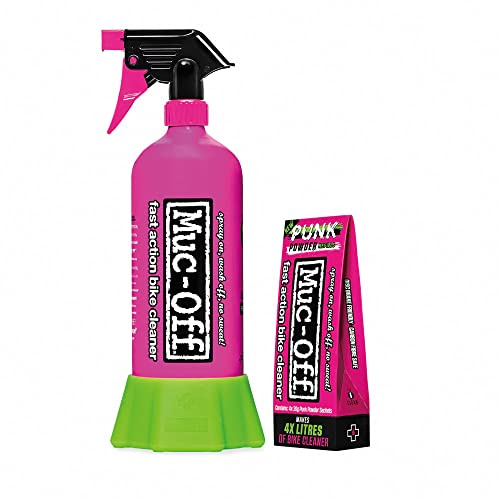 Muc-Off Fahrradreiniger, Flasche fürs Leben, Punk-Pulver-Bündel, Flasche fürs Leben, Punk-Pulver-Bündel, Aluminiumflasche und pulverförmiges Waschmittel, plastikfrei, umweltfreundlich, Rosa, 1 l