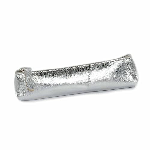 SinnWunder KLEINES Federmäppchen - Stifte-Etui – Schlampermäppchen – aus echtem italienischem Leder Silber und vielen weiteren schönen Farben