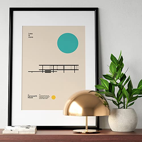 TANYANG Bauhaus Ausstellung Farnsworth House Poster Minimal Art Leinwanddruck Abstrakte Architektur Malerei Wandbild Für Wohnzimmer Wohnkultur 21X30Cm Kein Rahmen