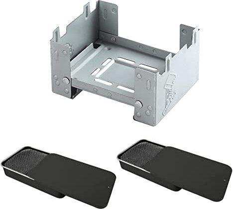 Kit de estufa de alcohol al aire libre, Estufa de combustible de cera sólida plegable y ligera + mini estufa de alcohol portátil Estufa de camping con quemador de alcohol (2xNegro & Plata)