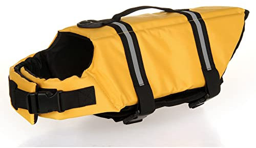 Schwimmweste für Hunde, mit hervorragendem Auftrieb und Rettungsgriff, Hunde-Schwimmweste verstellbar,XXS,Yellow