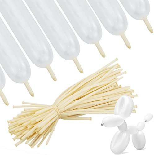 100 Pezzi 30,5cm Palloncini Lunghi Per Animali A Palloncini Modellabili Palloncini Magici Per Compleanni Feste Di Matrimonio Artigianato Fai-Da-Te Decorazioni Per Festival (Bianco)