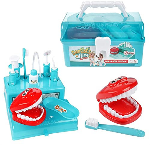 BEMIRO Zahnarzt Spielzeug für Kinder Koffer Set - 10-teilig, Mit komfortablen Koffer