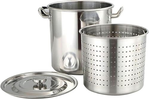Ustensiles de cuisine en acier inoxydable, casserole avec couvercle et panier à tamis pour la cuisson des fruits de mer, frire profonde, 30 x 30 cm