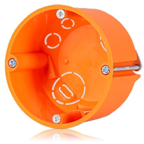 F-tronic 25 Stück Hohlwand Gerätedose E115 orange, Kunststoff, Ø 68mm, 47mm tief, 2 Rohreinführungen M20