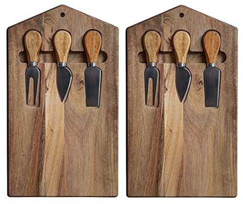 Spacieux Plateau de fromage cuit au four avec ensemble de couteaux en acier inoxydable plateau de service de fête planche à découper de pain planche de charcuterie en bois comme cadeau Multifonction