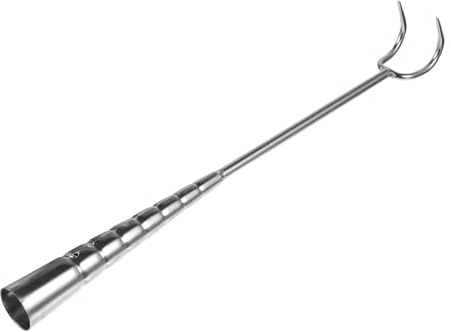 Crochet à Viande en Acier Inoxydable Argenté, Double Griffe | Manche Long, Ustensile Barbecue, pour Rôtir Viande, Accessoires de Cuisson