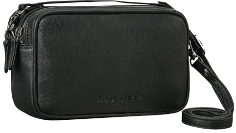 STILORD Pam Vintage Petit Sac Bandoulière Femme Cuir Sac Épaule Cuir Véritable Sac à Main Femme Sac de soirée élégant Besace Pratique Pochette Couleur:Noir