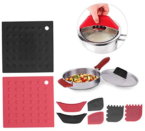 Kit de asas rascadoras de ollas Kit de asas rascadoras de ollas Accesorio de silicona anti-incrustaciones para el hogar Organizador de cocina Kit apto para lavavajillas