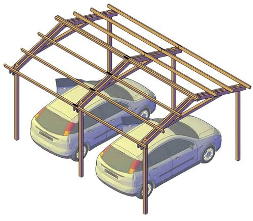 Pergola Carport in legno 400x550 cm, in pino impregnato, Made in Italy