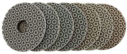 Aqxyxsw 7 Teile/satz Super 4 Zoll Diamant Polierscheiben Trocken/Nass 100mm Polierscheibe for Granit Marmor Stein Beton Schleifscheiben fangzi (Color : Brown, Size : MIX 7 GRITS_7 PCS_4 INCHES)