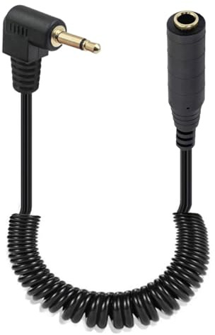 HUHANGGod Spiralkabel, 90 Grad Winkel, DC 3,5 mm auf 6,35 mm Audiokabel, Feder 6,35 mm TS-Mono-Klinkenbuchse auf 3,5 mm 1/8 Zoll TS-Mono-Klinkenstecker, Audio-Adapter-Konverterkabel, 80 cm