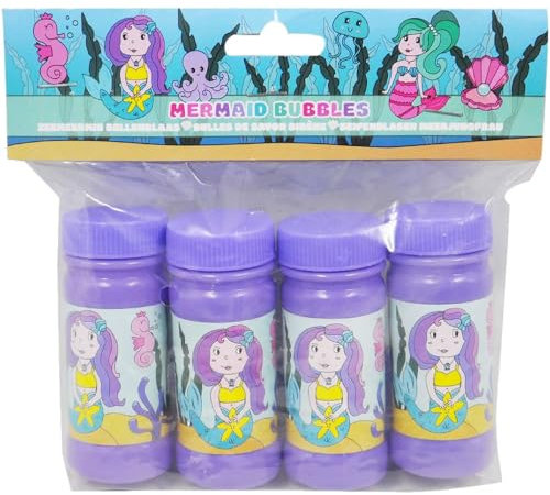4er Set Seifenblasen * MEERJUNGFRAU * mit 60ml pro Flasche | Mitgebsel zum Kindergeburtstag, Mottoparty und Hochzeit┃Kinder lieben Diese Bubbles | Spiel Spaß
