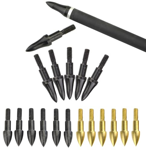 Poearcus Bogenschießen Broadheads 75/100 Grain Field Points Jagdpfeilspitzen mit Gewinde Recurvebogen Compoundbogen Zielschießen Praxis Pfeilspitzen
