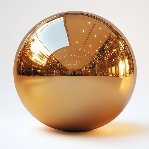 Köhko Boule décorative dorée polie en acier inoxydable de qualité supérieure - Pour jardin, étang - Taille : 38 cm