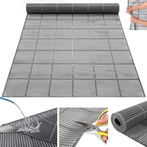 Nisorpa Halkfria mattor, 300 x 90 cm, dräneringsmattor, 4 mm tjocka, perforerade gummimattor, golvmattor för kök, restauranger, badrum, pooler, korridorer, bastumattor