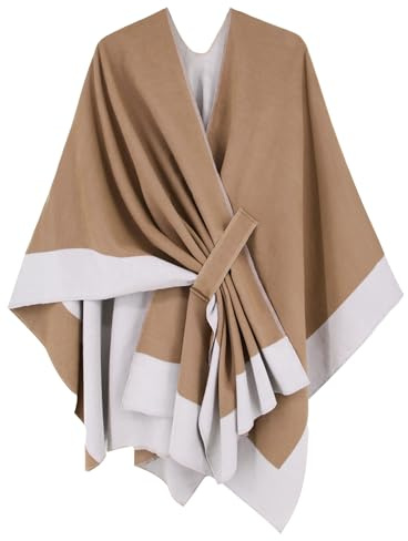 Breezy Lane Damen Poncho Schal Strick Cape Reversible Wraps Elegant Übergroße Ruana Cardigan Geschenke für Mutter