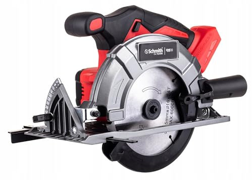 Schmith Seghetto Circolare 165mm 18V Senza Spazzole - motore senza spazzole, velocità 3650 giri/min, compatto, con guida e beccuccio per la polvere Senza batteria o caricatore