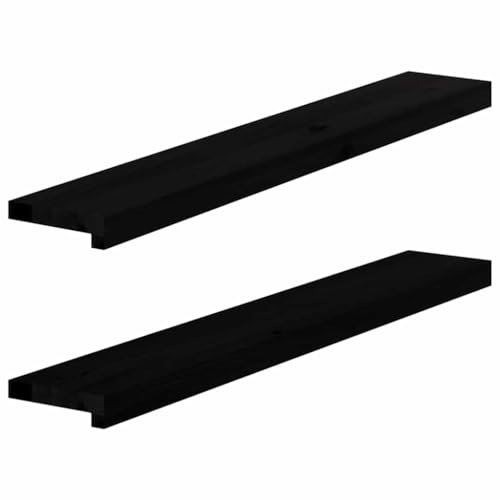 Homgoday Davanzali della finestra 2 pezzi in legno massello rovere marrone scuro copertura per davanzale della finestra, piastra posteriore antipolvere, impermeabile e facile da pulire, 100 x 15 x 2