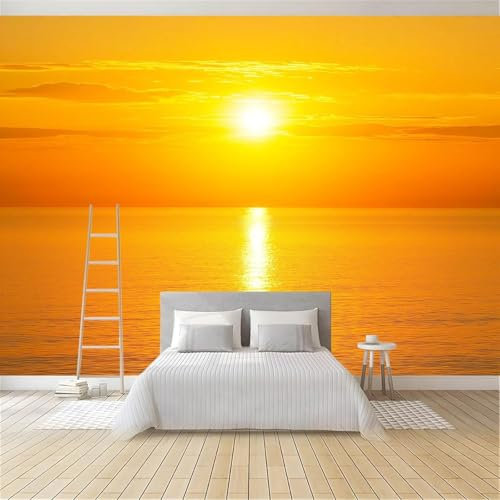Carta da Parati 350 x 256 cm Mare Fotomurali in TNT 3D Effetto Tramonto Fotomurale Moderna Decorazione da Parete per Camera da Letto Soggiorno B862
