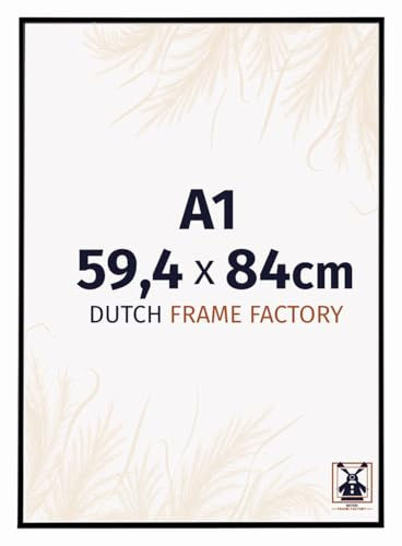 Dutch Frame Factory - Bilderrahmen DIN A1 59,4x84 cm Schwarz Matt - Kunststoff | Bilderrahmen, Antireflex-Acrylglas, Wandmontage, geeignet für Fotos, Poster, Puzzle, Made in Holland