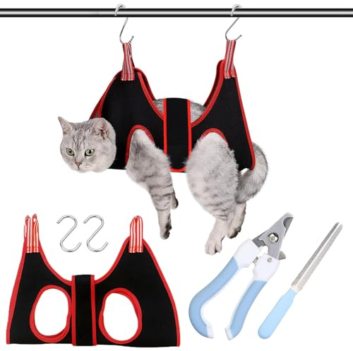 deegbbyi Amaca Toelettatura Cane, Borsa da Toelettatura per Animali Domestici, Pettorina per La Aspetto dei Gatti, con Tagliaunghie Lima, per Il Taglio delle Unghie degli Animali Domestici