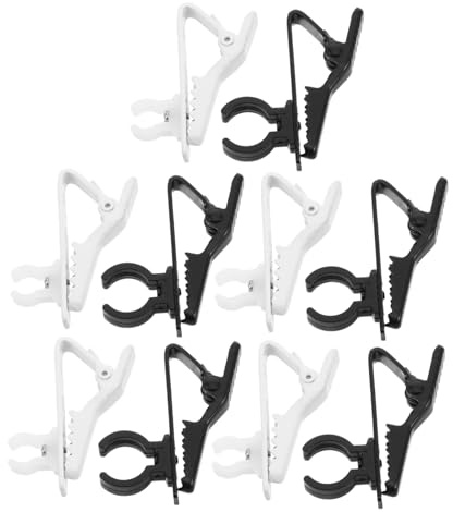 Abaodam Universal Lavalier Mic Clips 10pcs – 5 Black 8.5mm Diameter and 5 White 6mm Diameter Lapel Microphone Mount Clips for Interviews, Live Streaming, and Presentations
