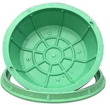 ZXCASDF Caniveau Couvercle Regard Rond Invisible pour Fosse Septique Champ D'épuration,Couvercle Regard avec Cadre Couvercle Fosse septique Invisible en Plastique Vert(50cm/19.7in)