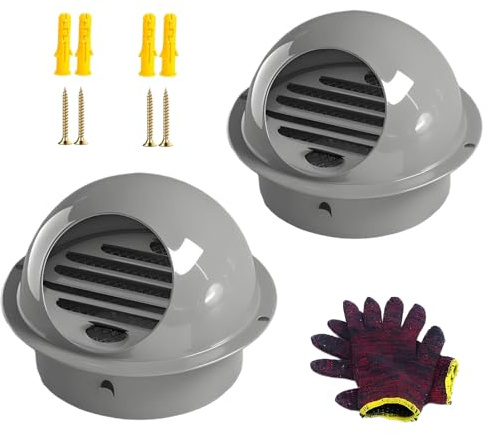 Genérico Rejilla De Ventilación Integrada 70mm-200mm Acero INOX Cubierta, Campana Extractora De Cocina, Ventilación De Escape Salida De Aire para Baño Cocina Pared(6.3in/160mm 2pack)