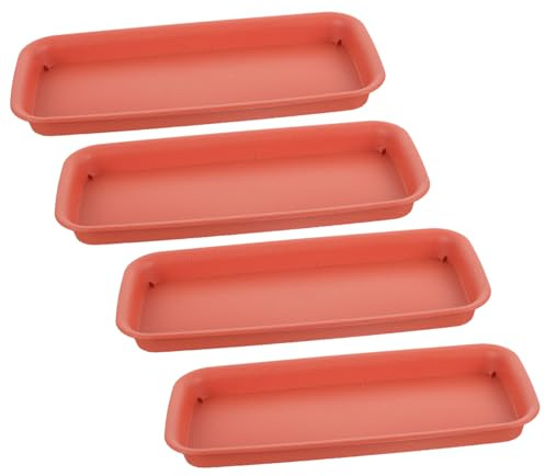 BESTonZON 4pezzi Sottovasi Rettangolari Grandi per Fioriere in Plastica Vassoi per Piante Resistenti e Antigoccia per Vasi in Ceramica e Plastica per Interni Ed Esterni