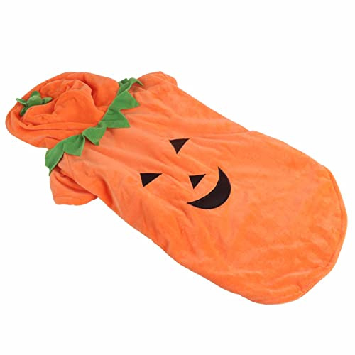 Oytrui Halloween pumpa hundkläder, varm fleece hunddräkt med mjuk polyester, lös krage design, för medelstora hundar höst vinter (3xl)