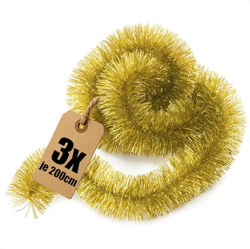com-four® 600 cm Girlande Weihnachten, 3X 200 cm Tannengirlanden | Weihnachtsdeko für Christbaum
