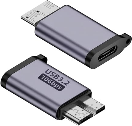 JinRuiCPeng 2 PCS Adaptateur Micro USB B vers USB C, 10 Gbps, Convertisseur USB Type C vers Micro USB pour SSD, Disque Dur Externe, Caméra, Tablette et Ordinateur Portable