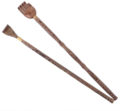 TOVINANNA Masajeador y Rascador de Espalda de Madera 2 Piezas para Rascar Cuerpo y Cabeza, Adecuado para Uso Familiar y Personas Movilidad Reducida