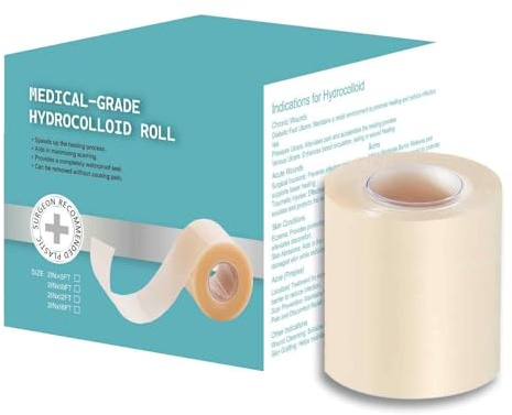 Hydrokolloid Pflaster Rolle 5cm x 3.6m Hydrokolloid Wundverband Roll Wasserdicht Selbstklebend Hydrokolloid Rolle HydrocolloidBandagenTape für Wundpflege und Blasen