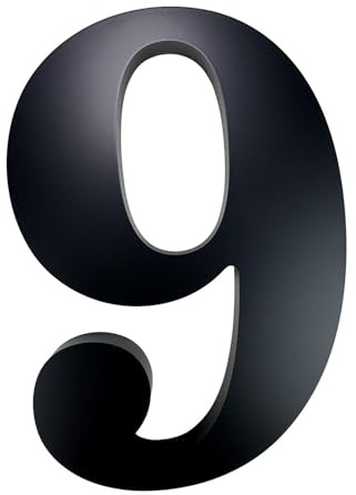 1pcs 30cm Durable Large Door Numbers -Black Floating House Sign For Exterior Use (12 Inch)(No.9)
