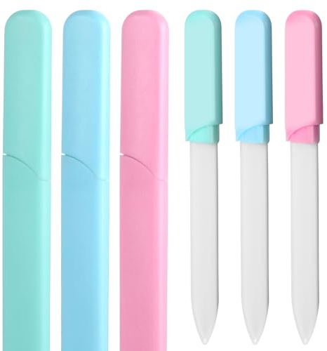 Wanmu 3 limas de uñas profesionales, lima de uñas de cristal, lima de uñas con estuche, superficie de cristal de doble cara, limas de uñas, herramienta de manicura profesional para mujeres