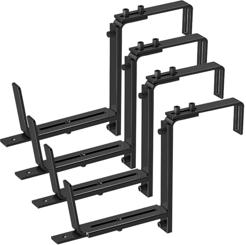 Planter Box Brackets 4Pcs Heavy Duty Adjustable Bracket Metal Window Box Brackets for Railing Wall Balcony Garden, Adjustable Bracket