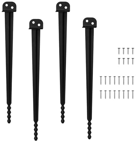 Monucep 4 supporti per pali a forma di L, manicotti da terra – 50 cm, rivestimento a spruzzo, per colpire con punta appuntita, per pali in legno, recinzioni e progetti da giardino