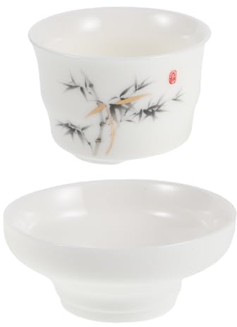 IMIKEYA Colador de Té de Cerámica Blanco Estilo Chino Vintage con Malla Fina y Diseño No Poroso para Ceremonia y Uso en Casa