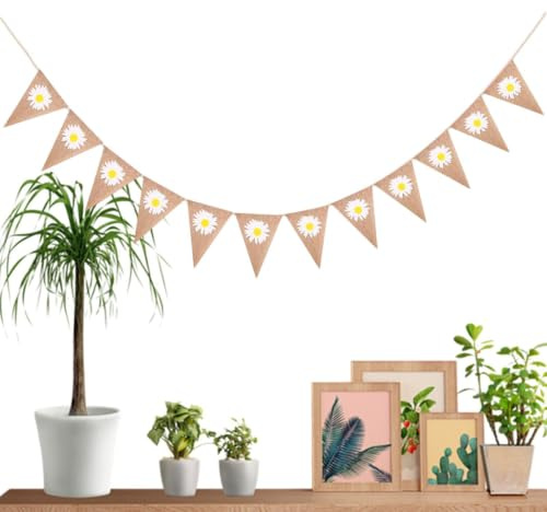 Banner Triangolare | Decorazioni Triangolari In Lino A Motivo | Festone in Tessuto | Per Carnevale, Camera, Esterni, Scuola, Aula, Giardino, Casa, Sposa, Nozze, Fidanzamento, Compleanno